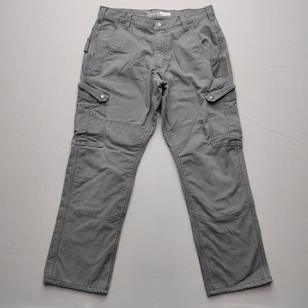 Carhartt Mens Relaxed Fit Fleece Lined Ripstop Cargo Pants Gray 34x30